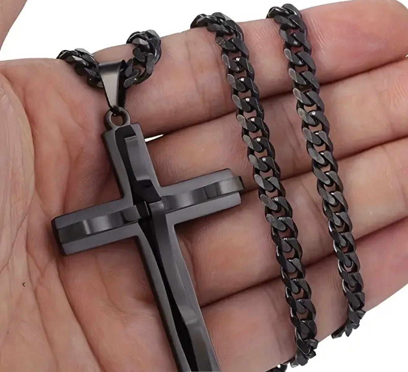 1004 - Black Cross Pendant