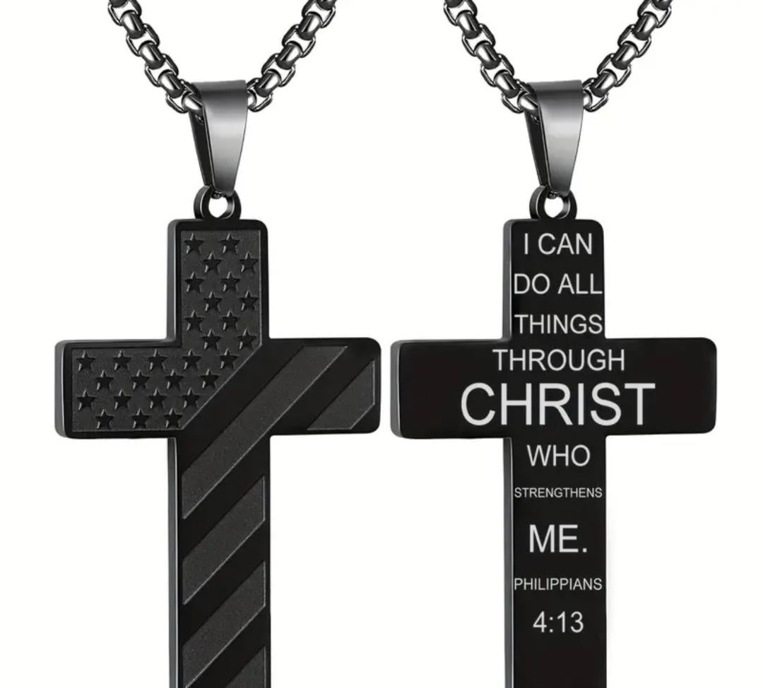 1005 - Mens Black Cross Pendant