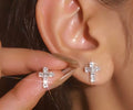 1025 - Simple Silver Cross Earrings