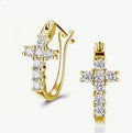 1026 - Classic Gold Zirconia Cross Earrings
