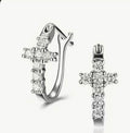 1027 - Classic Silver Zirconia Cross Earrings