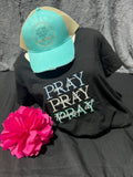 CS102 - Black Pray on it, Pray over it, Pray through it Embroidered Tee Shirt