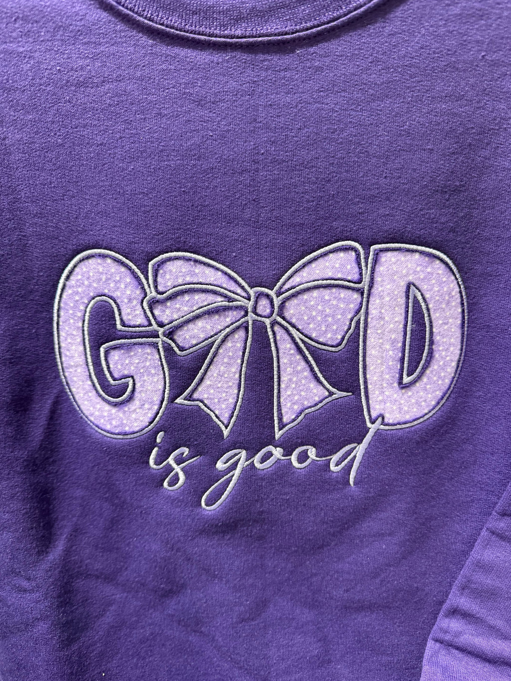 CS110 - God is Good Purple Crewneck Sweatshirt